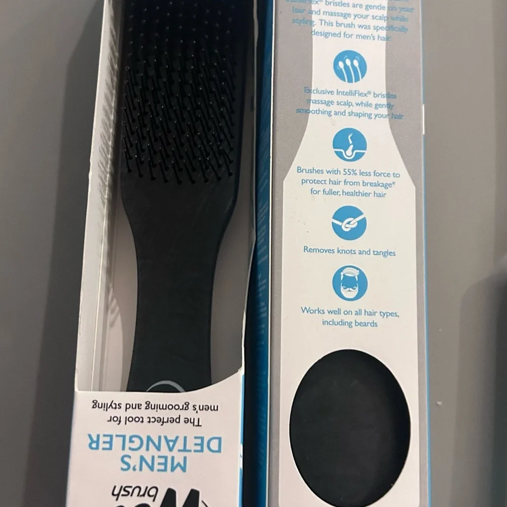 Wet Brush Detangling Hair Brush for Men, Black, Stimulates Scalp & Beard NITB
